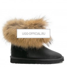 Mini Fox Fur Metallic Black