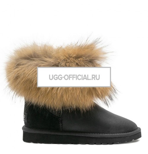 UGG Mini Fox Fur Metallic Black