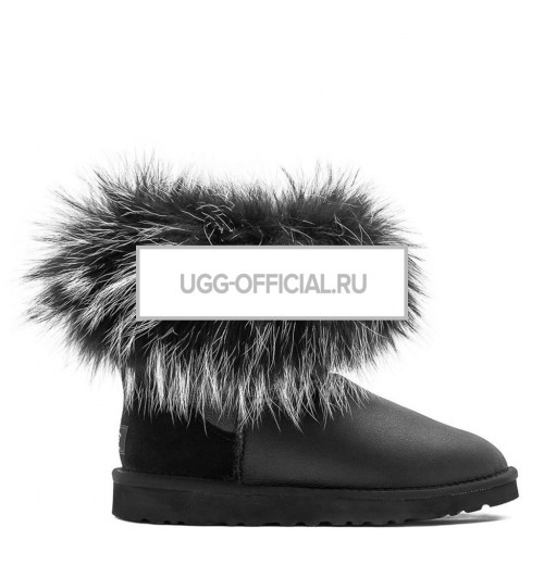 UGG Mini Fox Fur Ultra Metallic Black