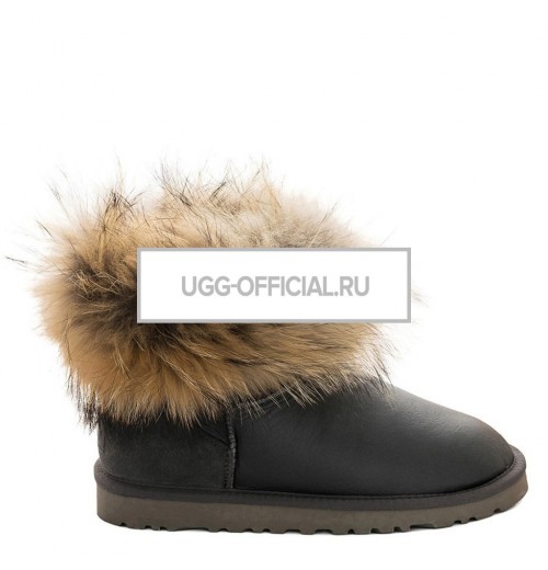 UGG Mini Fox Fur Metallic Grey