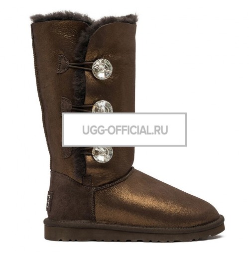 UGG Bailey Button Triplet Glitter Bling Chocolate