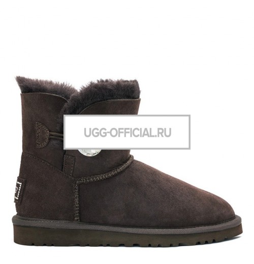 UGG Mini Bailey Button Bling Chocolate